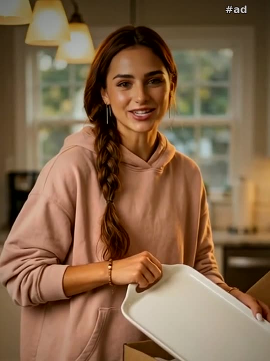 an oversized blush-pink hoodie over black bike shorts